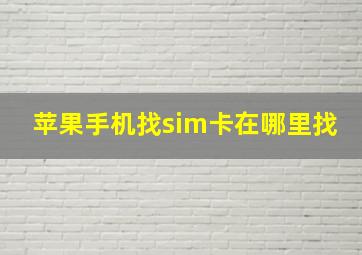 苹果手机找sim卡在哪里找