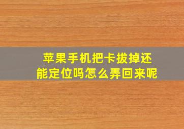 苹果手机把卡拔掉还能定位吗怎么弄回来呢