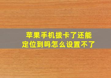 苹果手机拔卡了还能定位到吗怎么设置不了