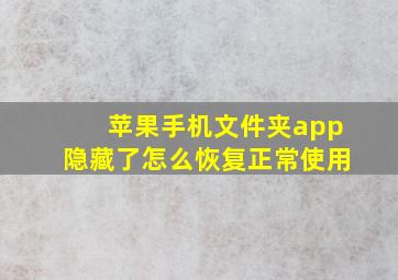 苹果手机文件夹app隐藏了怎么恢复正常使用