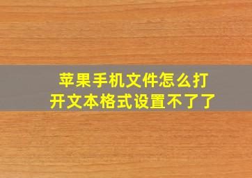 苹果手机文件怎么打开文本格式设置不了了