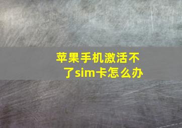 苹果手机激活不了sim卡怎么办