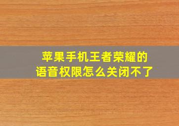 苹果手机王者荣耀的语音权限怎么关闭不了