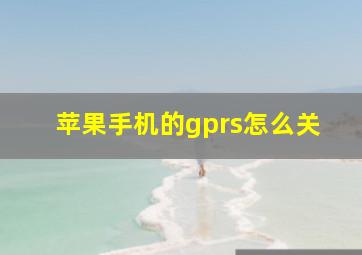 苹果手机的gprs怎么关