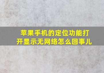 苹果手机的定位功能打开显示无网络怎么回事儿