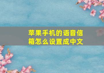 苹果手机的语音信箱怎么设置成中文