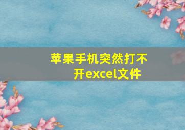 苹果手机突然打不开excel文件