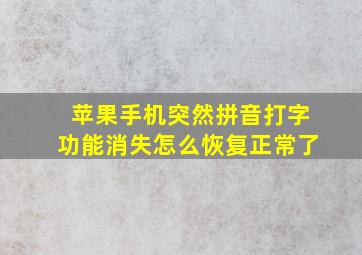 苹果手机突然拼音打字功能消失怎么恢复正常了