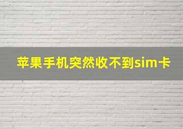 苹果手机突然收不到sim卡