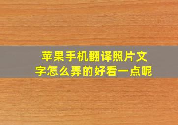 苹果手机翻译照片文字怎么弄的好看一点呢