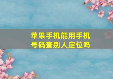 苹果手机能用手机号码查别人定位吗