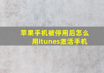 苹果手机被停用后怎么用itunes激活手机