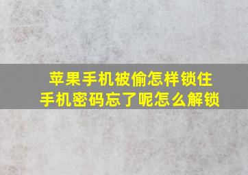 苹果手机被偷怎样锁住手机密码忘了呢怎么解锁