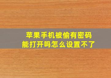 苹果手机被偷有密码能打开吗怎么设置不了