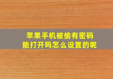 苹果手机被偷有密码能打开吗怎么设置的呢