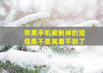 苹果手机被删掉的短信是不是就看不到了