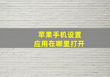 苹果手机设置应用在哪里打开