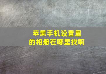 苹果手机设置里的相册在哪里找啊