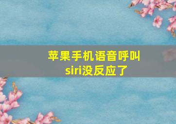 苹果手机语音呼叫siri没反应了