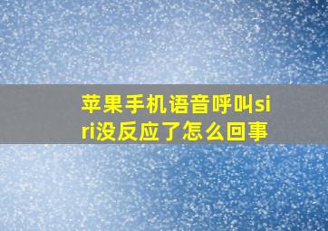 苹果手机语音呼叫siri没反应了怎么回事