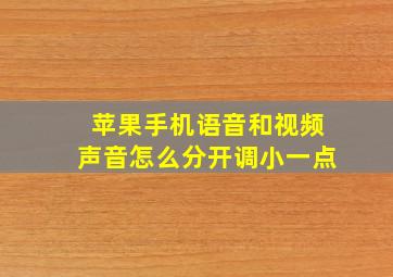 苹果手机语音和视频声音怎么分开调小一点