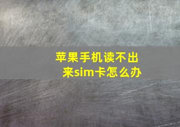 苹果手机读不出来sim卡怎么办