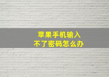 苹果手机输入不了密码怎么办