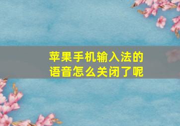 苹果手机输入法的语音怎么关闭了呢