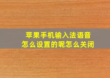 苹果手机输入法语音怎么设置的呢怎么关闭