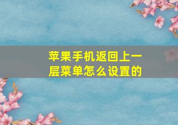 苹果手机返回上一层菜单怎么设置的