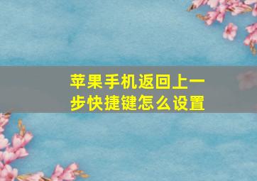 苹果手机返回上一步快捷键怎么设置