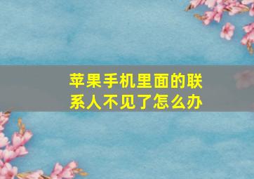 苹果手机里面的联系人不见了怎么办