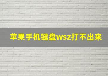 苹果手机键盘wsz打不出来