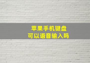 苹果手机键盘可以语音输入吗