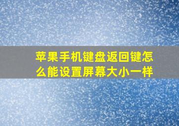 苹果手机键盘返回键怎么能设置屏幕大小一样