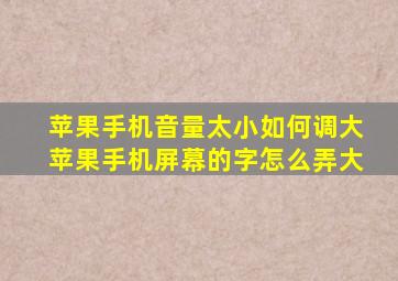 苹果手机音量太小如何调大苹果手机屏幕的字怎么弄大