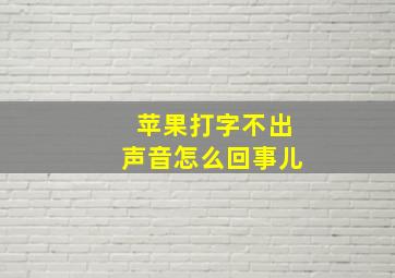 苹果打字不出声音怎么回事儿