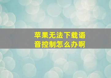 苹果无法下载语音控制怎么办啊