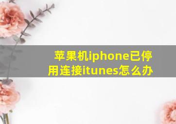 苹果机iphone已停用连接itunes怎么办