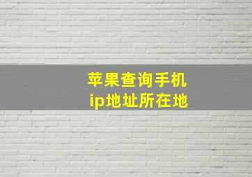 苹果查询手机ip地址所在地