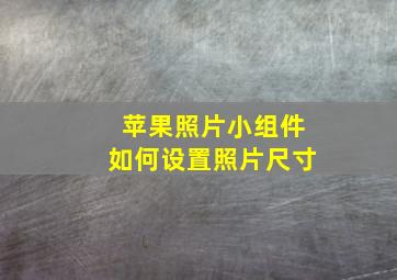 苹果照片小组件如何设置照片尺寸