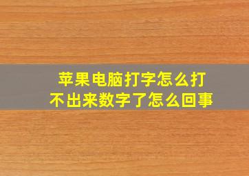 苹果电脑打字怎么打不出来数字了怎么回事