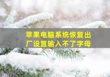 苹果电脑系统恢复出厂设置输入不了字母