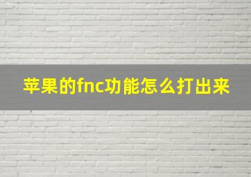 苹果的fnc功能怎么打出来