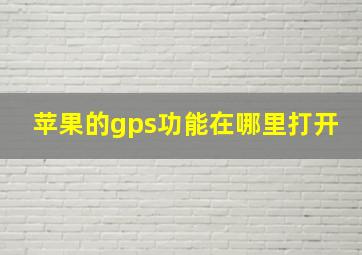 苹果的gps功能在哪里打开