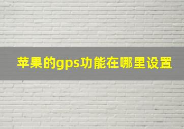 苹果的gps功能在哪里设置