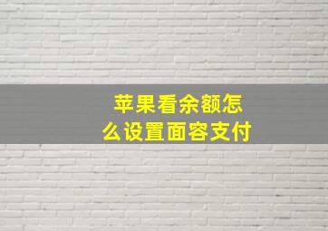 苹果看余额怎么设置面容支付