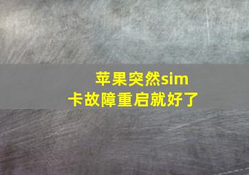 苹果突然sim卡故障重启就好了