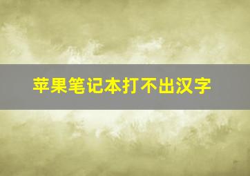 苹果笔记本打不出汉字