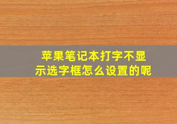 苹果笔记本打字不显示选字框怎么设置的呢